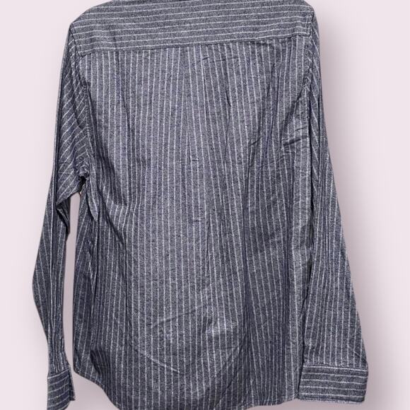 Purnell Santa Barbara Navy Striped Button-Down Cotton Shirt Size Large - Picture 3 of 9